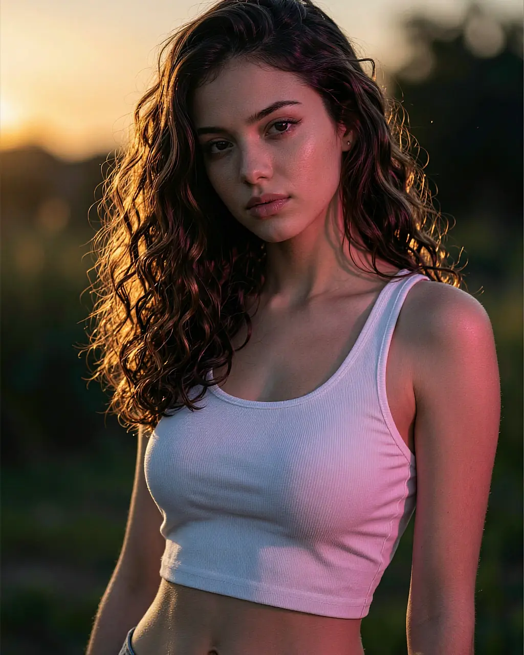 Girlfriend online at golden hour, free to talk and waiting for the first hello